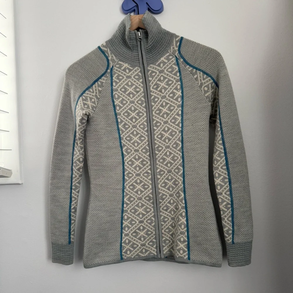Smartwool XS Dacono Ski Full Zip Sweater Merino Wool Nordic Grey Hike Winter - Picture 1 of 7